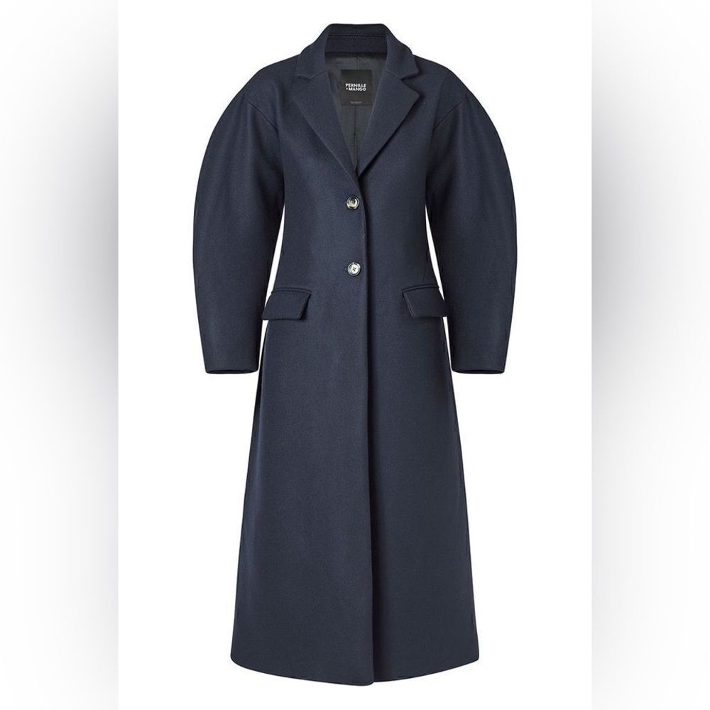 Mango X Pernielle 80% Navy Wool Blend Coat New - Picture 3 of 4